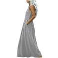 thumbnail image 4 of Ygbgbb Womens Lightweight Summer Casual Scoop Neck Dresses Solid Sleeveless Tank Dress Patchwork A Line Maxi Dress with Pockets Gray XXL, 4 of 7