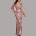 thumbnail image 3 of Prolriy Robes d'Invité de Mariage pour Femmes Robes de Soirée Sirène Brodées Sans Manches Col en V Robe de Demoiselle d'Honneur Longue Robe Longueur au Sol Robes de Fête pour Femmes 2025 Robe Formelle Rose TG, 3 of 9