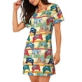 thumbnail image 2 of Xecao Retro With Joysticks for Women's Loose Nightgown Sleepwear Short Sleeves Shirt Casual Print Sleepdress, 2 of 6