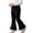 Black, variant on fnnxnal Girls Flare Pants Ribbed Knit Kids Stretchy High Waist Bell Bottom Lace Trim Black,Size 3 T