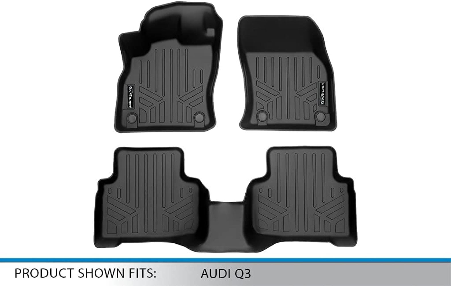 SMARTLINER Custom Fit 2nd Row Black Floor Mat Liners for 2019-2022 Audi Q3