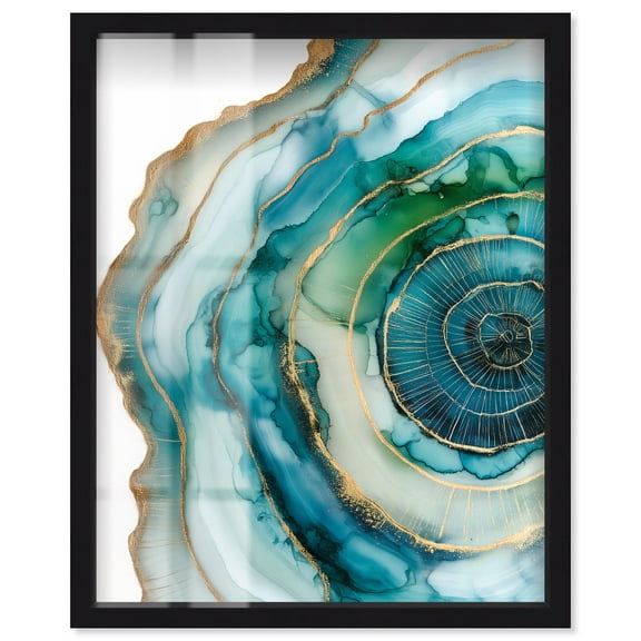 Great Blue Green I Shadowbox Print Green Decor by Art Remedy, Black Frame, 16 x 20