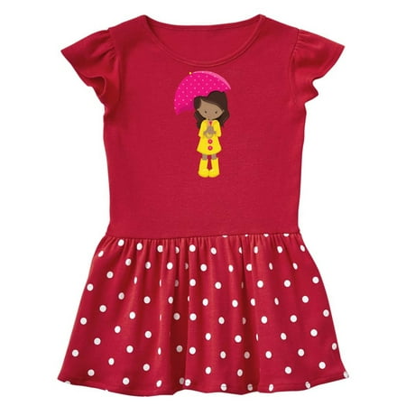 

Inktastic African American Girl Yellow Raincoat Umbrella Gift Toddler Girl Dress