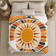 thumbnail image 5 of Golden Sun Circle with Retro Bands, Cozy Modern Style for Sun Lovers, Warm Geometric Solar Pattern and Housewarming Gift, Cozy Flannel Blanket for Bedroom and Living Room, Home Decor, 5 of 9
