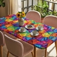 thumbnail image 3 of Colorful Geometric Table Cloths for 4 Foot Rectangle Tables, Modern Rainbow Ombre Abstract Art Patio Waterproof Elastic Fitted Tablecloths, Washable Rectangular Table Cover for Camping, 3 of 8