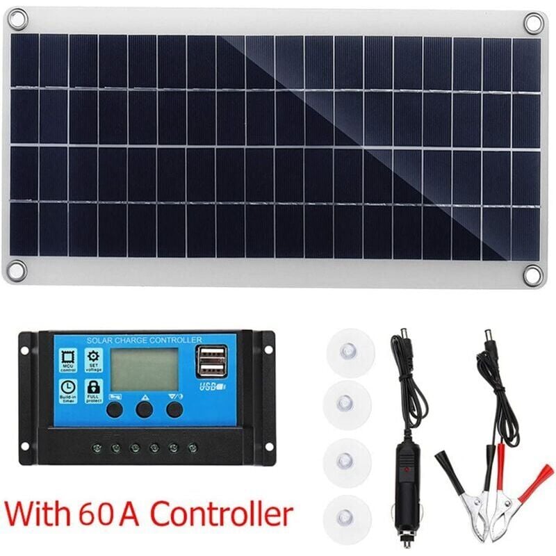 LXW 300W 12V Solar Panel, Solar Panel Kit, Battery Charger Kit with 60A Solar Charge Controller for RV, Yacht, Outdoor, Garden, Lighting..