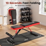 FLYBIRD Collapsible Exercise Folding Adjustable Weight Bench, Strength Training Workout Bench up to 6.2 , 880lbs Weight Capacity