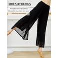 thumbnail image 3 of FEOYA Modern Dance Pants Women 2 Layers Side Slit Mesh Flowing Classical Trousers Elastic Waist Wide Leg Practice Loungewear for Ballet Yoga Pilates L, 3 of 6