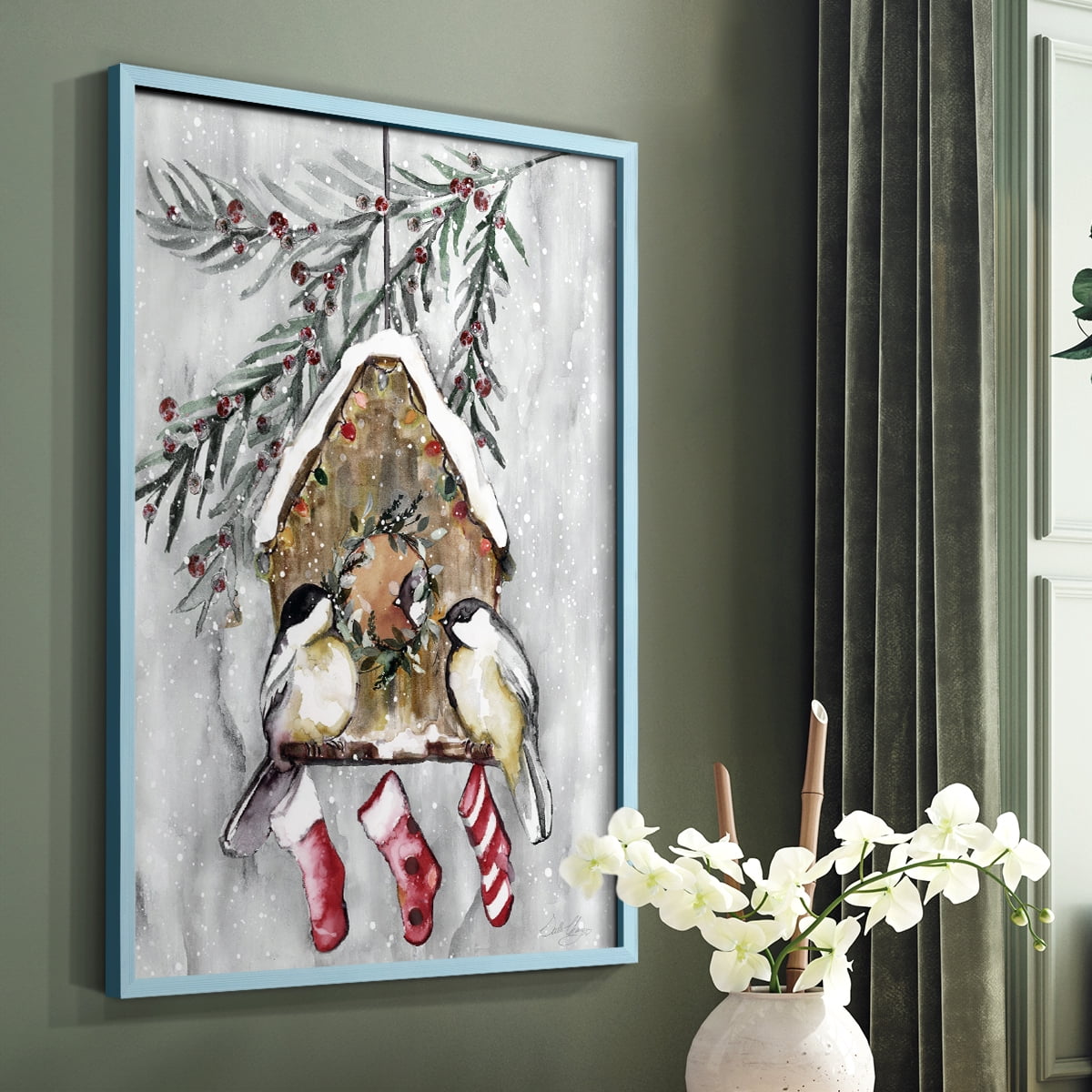 Winter Birds Framed Print - Solid Wood in Single Picture Frame Solid Wood 2 Framed Print