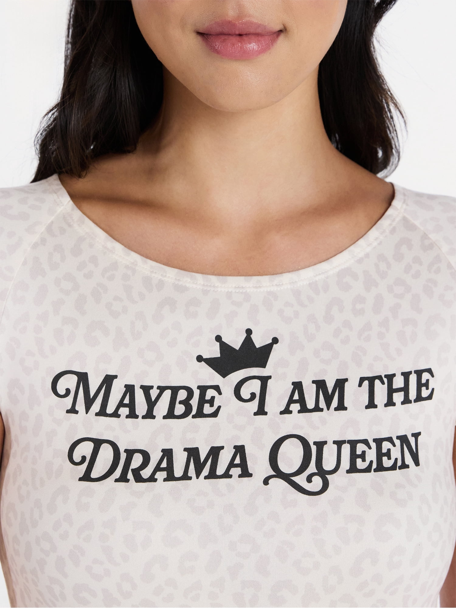 Women's Drama Queen Graphic Tee with Short Sleeves, Sizes XXS-XXL