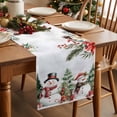 thumbnail image 2 of Christmas Winter Cotton Linen Table Runner Snowman Xmas Tree Holly Berry Poinsettia Dining Table Runners for Home Decor Party Dining Room Restaurant Kitchen Party 13" x 36", 2 of 9