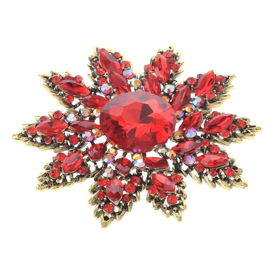 Large Crystal Flower Brooch