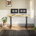 thumbnail image 5 of FLEXISPOT E6 55"x24" Dual Motors 3-Stage Standing Desk Solid Wood Home Office Height Adjustable Desk with Wheels, Solid Rubber Wood Desktop and Black Frame, 5 of 10