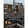 thumbnail image 2 of Outdoor Tablecloth with Umbrella Hole for Patio/Picnic/Party/Camping, Black Boho Waterproof Table Cloth Round Cover Washable, Vintage Ethnic Tribe Abstract Art Geometric (Dia 60"), 2 of 8