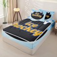 thumbnail image 3 of Homewish Blue Ice Hockey Zipper Twin Comforter Sets with Fitted Sheet and 2 Pillowcases for Kids, Snowflake Ice Cream Zipper Bedding Set, Navy Reversible, 4pcs, 3 of 6
