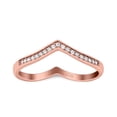 thumbnail image 2 of Rose Tone, Simulated Cubic Zirconia Size-6 Half Eternity Heart Band Wedding Ring 925 Sterling Silver, 2 of 7
