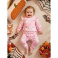thumbnail image 2 of RUINIXCW Baby Girl 2Pcs Halloween Outfits Long Sleeve Bow Ghost Print Sweatshirt + Pants Set Toddler Clothes, 2 of 9