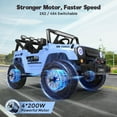 thumbnail image 5 of FUNTOK 24V 2 Seater Kids Ride on Toys w/ 20 " Large Seat, 4 x 200W Motor Electric Vehicle Car, 4WD/2WD Switchable Battery Powered Ride on Truck, 3 Speeds with Remote Control & LED Lights,Light Blue, 5 of 7