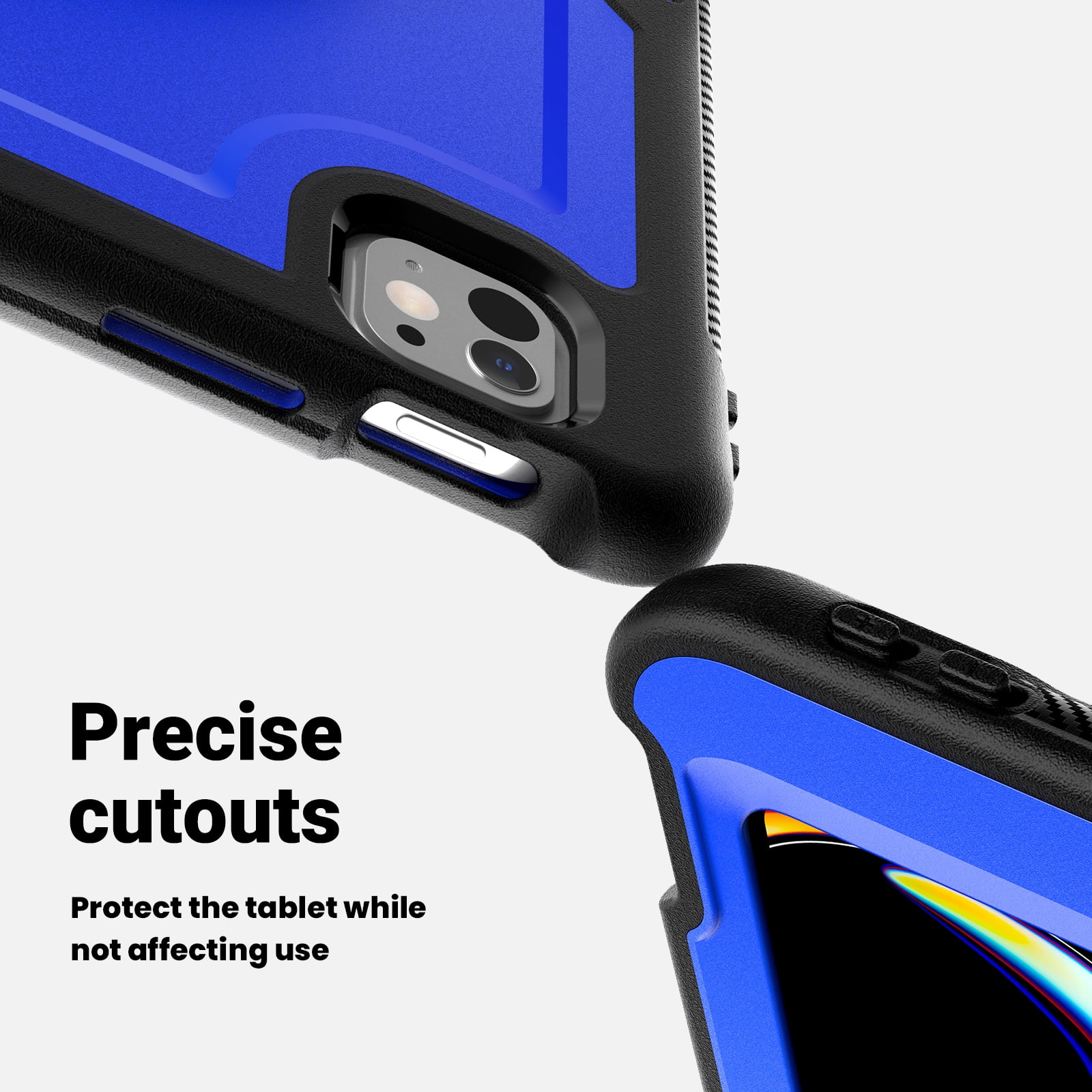 ELEHOLD Case for Apple iPad Pro 13 2024,Soft TPU Rugged Durable Case with 360° Rotating Hand Strap & Foldable Hidden Stand & Pencil Holder,Darkblue