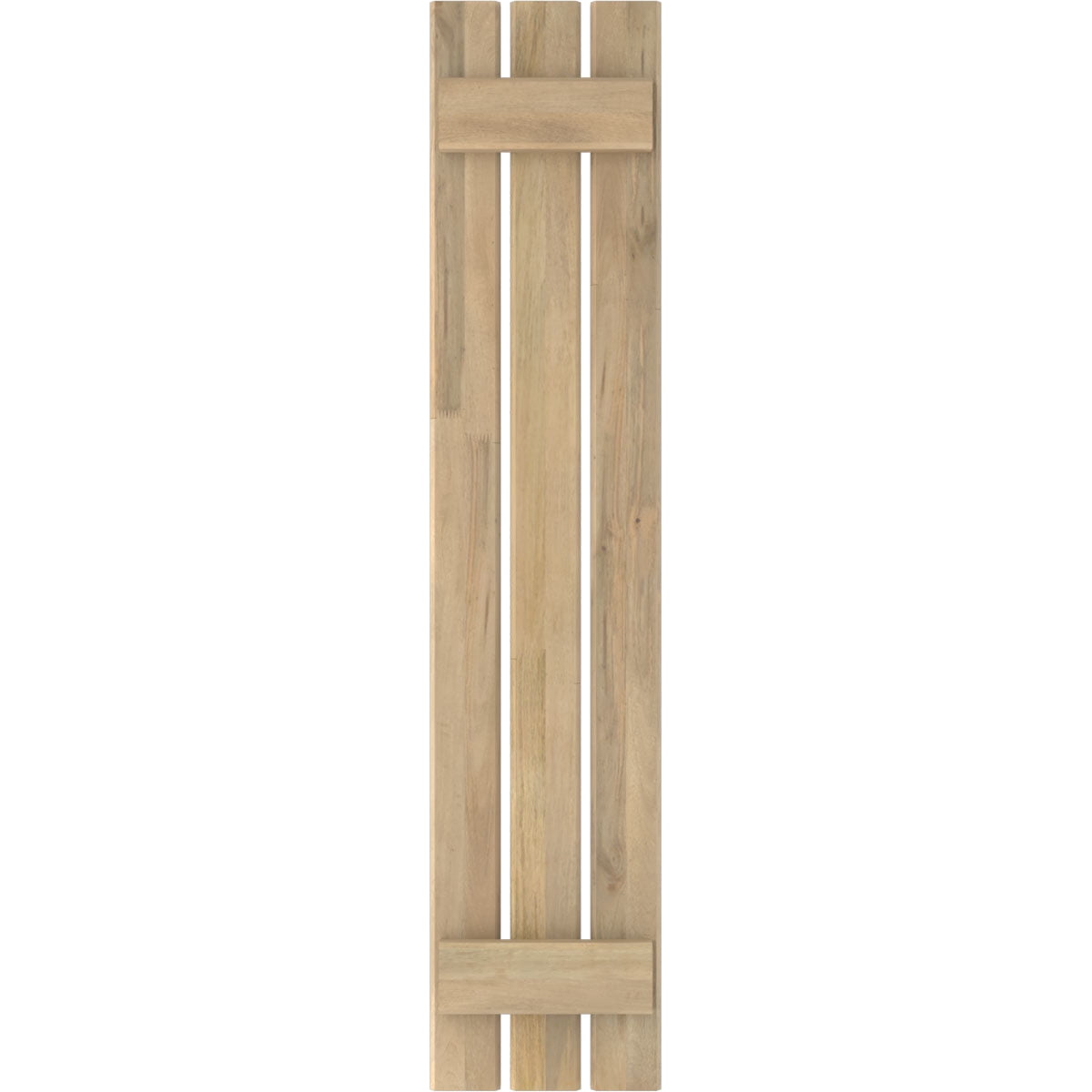 Ekena Millwork 11 1/2"W x 49"H Americraft Three Board (2 Batten) Exterior Real Wood Spaced Board-n-Batten Shutters (Per Pair), Unfinished