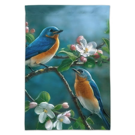 Eastern Bluebirds Blue Birds Thrush Garden Yard Flag