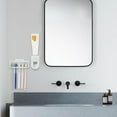 thumbnail image 5 of 5 Slots Wall Mount Toothbrush Holder with Cover, Self Adhesive Toothbrush Storage Organizer for Shower, Toothbrush Hanger with Automatic Toothpaste Squeezer Dispenser (5Colors), 5 of 12