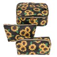 thumbnail image 1 of 3PCS Daisy Makeup Bags Portable Cosmetic Organizer Pouches Travel Toiletry Bags, 1 of 10