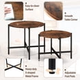 thumbnail image 3 of Set of 2 Round Coffee Table with Metal Frame, Industrial Nesting Center Table End Tables for Apartment Home Office, Rustic Brown, 3 of 9