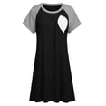 thumbnail image 5 of Edvintorg Women Pregnancy Dress Fashion Color Block Crewneck Loose Pregnant Dresses Summer Short Sleeve Casual Nursing Dress Black L, 5 of 8
