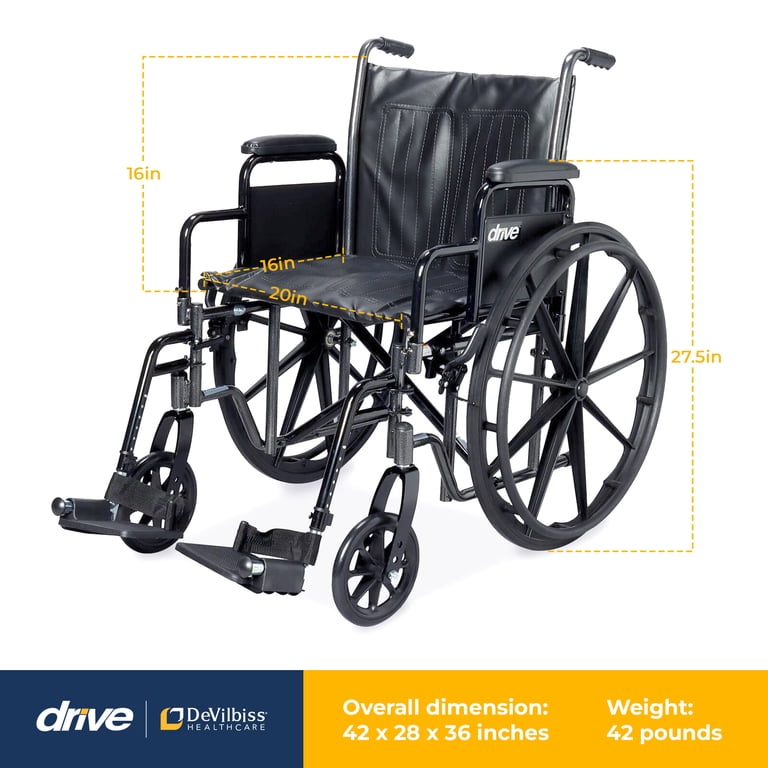 Drive Medical SSP220DDA-SF Silver Sport 2 Wheelchair with 20 Inch