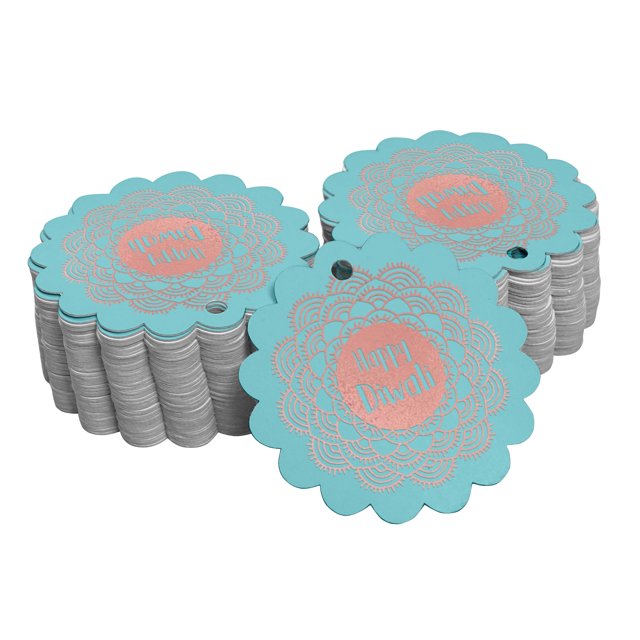 Inkdotpot Pack Of 100 Happy Diwali Favor Paper Tags Craft Real Rose Gold Foil Hang Tags
