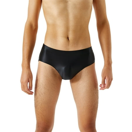 

Men Panties Crotch Seamless Glossy Silky High Elastic Plus Size Briefs Underwear Transparent.