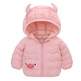 thumbnail image 2 of Tdoqot Toddler Girls Boys Fall Winter Clothes Cute with Hood Zip up Long Sleeve Quilted Jackets Coats Pink Size 1T, 2 of 5