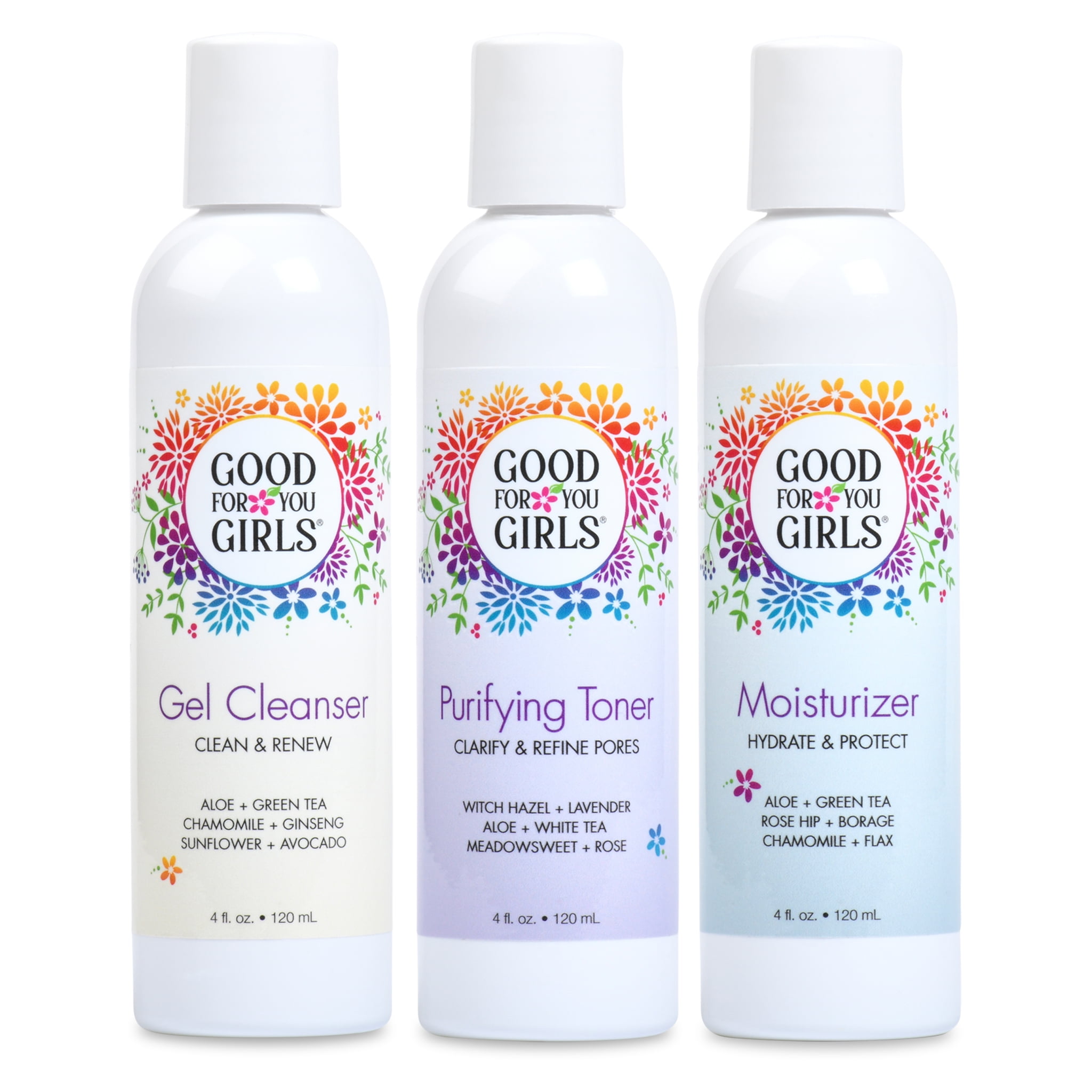 Good For You Girls 3 Step Facial Care Cleanser, Toner, and Moisturizer, 3 Piece Set
