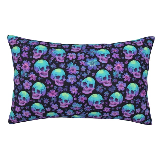 Balery Skull daisy Gradient Funda de Cojín Estampada, Regalos para Mujeres, Regalos de Amor para Ella, Regalos para Novia o Esposa, Funda de Almohada-20"x30"