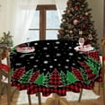 thumbnail image 3 of Round Christmas Tablecloth 60 Inch, Christmas Trees Table Cloth, Black Buffalo Plaid Winter Xmas Tablecloths and Snowflake for Kitchen Dining Decor, 3 of 6