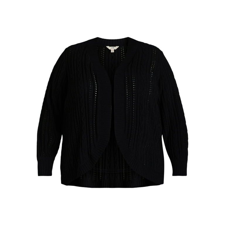 Terra Sky Women's Plus Size Open Front Chenille Cocoon Cardigan