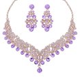 thumbnail image 1 of KAKOWELY 1 juego de collar y pendientes de boda con brillantes diamantes de imitación y cadena para el cuello., 1 of 5