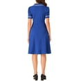 thumbnail image 3 of INSPIRE CHIC Vestido Midi Vintage para Mujeres 2024 Vestidos de Trabajo con Cuello Peter Pan S Azul Real, 3 of 5
