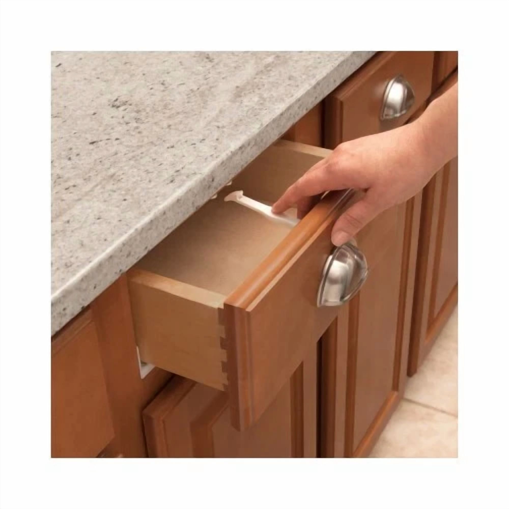 PURELY- Safety 1?? Spring-Loaded Cabinet & Drawer Latches (3Pk) White Home & Garden