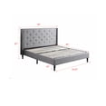 thumbnail image 7 of King Upholstered Platform Bed Frame with 45" Tall Headboard - Button Tufted Linen Bed - Gray - Oliver & Smith - Kendall, 7 of 7