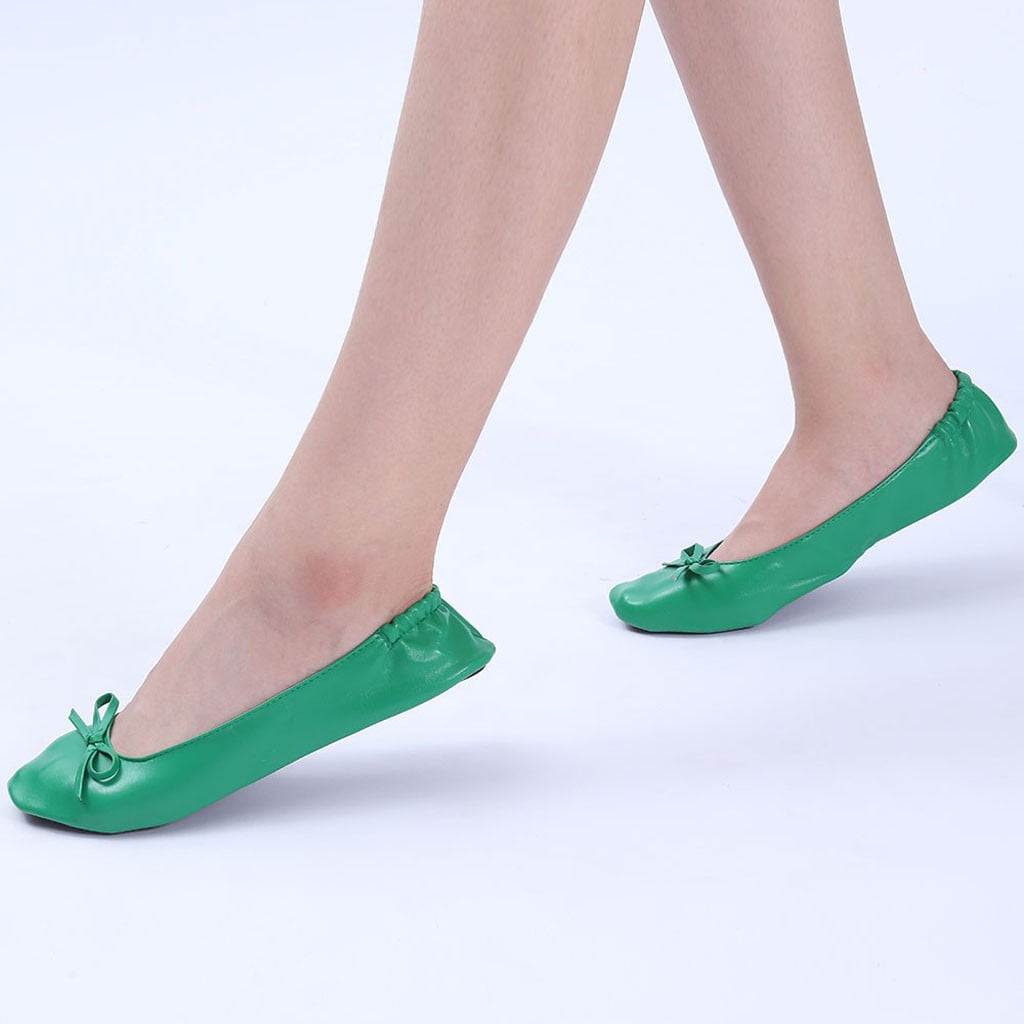 Dyfzdhu Slippers For Women Foldable Portable Travel Ballet Flat Roll ...