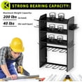 thumbnail image 5 of Power Tool Organizer,Large 8 Drill Holder Wall Mount with 2 Side Pegboards,5 Layer Metal Tool Storage Rack with 12 Hooks,Tool Shelf for Garage Organization,Utility Battery Shelves - Black, 5 of 11