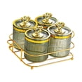thumbnail image 2 of Tarro de almacenamiento de alimentos Bandeja para condimentos Multiusos con soporte Bandeja para refrigerios con tapa para 4 cuencos verdes, 2 of 9