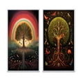 thumbnail image 2 of Designart "Rainbow Tree of Life Retro Illustration" Landscape Trees Framed Wall Art Set Of 2 - Traditional Green Framed Canvas Set For Living Room Decor, 2 of 6