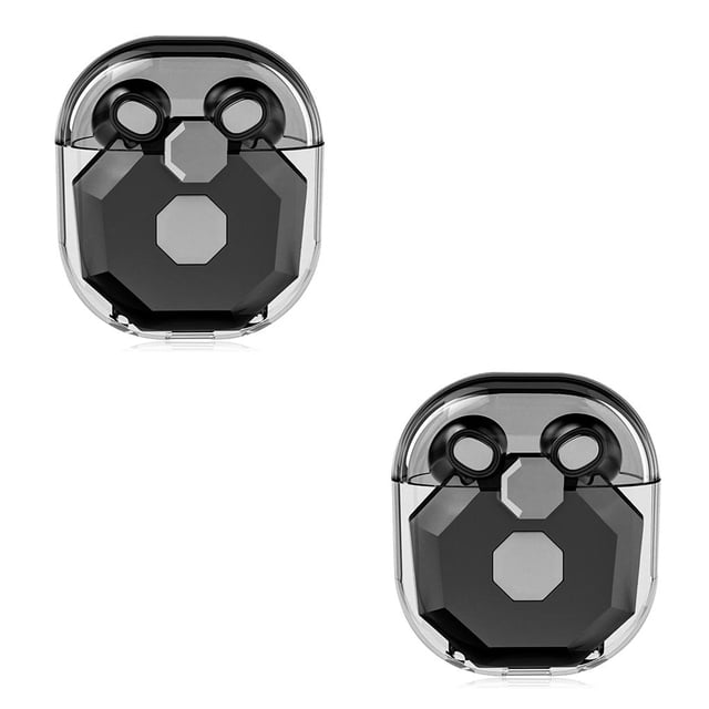 Inteprter Auriculares inalámbricos compatibles con Bluetooth, micrófono en la oreja, auriculares inteligentes con estuche de carga, estéreo, graves, Negro 2piezas