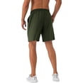 thumbnail image 6 of Active Men's Lightweight Athletic Training Shorts with Elastic Waistband and Adjustable Drawstring Fit - Medium, Olive Green, 6 of 7