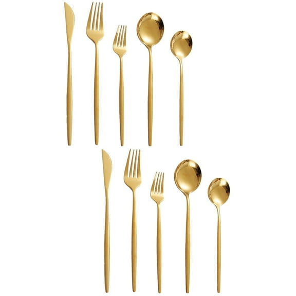 FENGGUIQU 2-Piece Stainless Steel Flatware Set with Stainless Steel Handles for Everyday Dining
