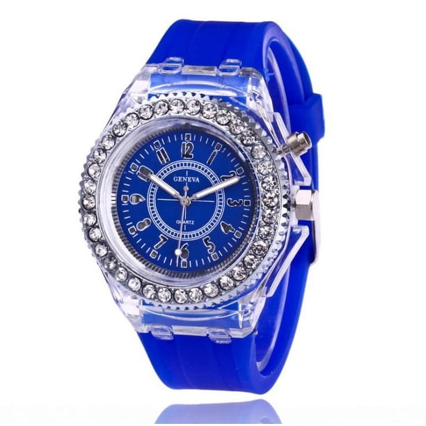 LED Light Flash Luminous Watches Women Men Boys Girls Silicone Wrist Watch Fashion Rhinestone Clock Kids Children Relogio Saati