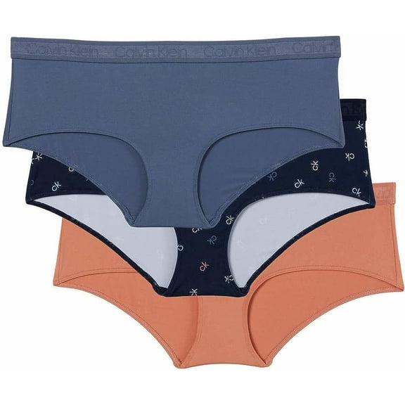 Calvin Klein Women Hipster 3 Pack (Denim/Clay,XL)